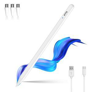 터치스크린용 스타일러스 펜 안드로이드 호환 및 IOS 스마트폰 태블릿용 런택 유니버설 마그네틱 파인 포인트 패드 프로용 폼 팁 / 폰 삼성호환 레노버 화웨이 등 온화이트