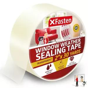 XFasten 투명 창문 날씨 밀봉 테이프 2인치 x 30야드 50.8mm 27.43m 초안 격리 필름 잔여물 없음