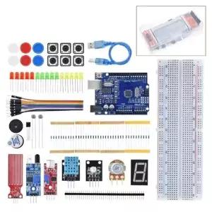 Arduino Uno R3 브레드보드용 스타터 키트 기본 단순 학습 소리/수위/습도/거리 감지 LED 제어