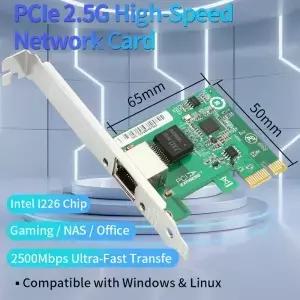 Intel I226 2.5G RJ45 네트워크 카드 PCIe 기가비트 이더넷 어댑터 데스크탑 PC 서버용 100/1000/2500Mbps
