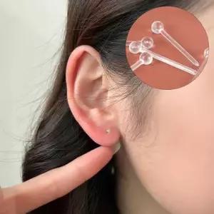 투명 실리콘 귀걸이 귀막힘 방지 티안나는 학생 귀고리 큐빅 피어싱 면접 라블렛
