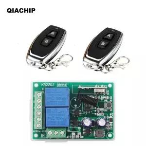QIACHIP2CH RF 원격 제어 스위치 컨트롤러 범용 릴레이 수신기 433 MHz AC 110V 220V 라이트 차고 문