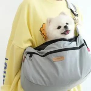 강아지 슬링백 (그레이L) 산책 포대기 이동 가방