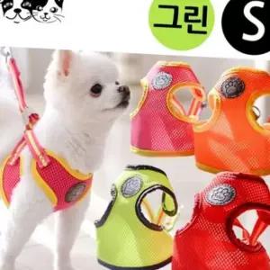 티티펫 에어매쉬 하네스 세트 그린 (S) (강아지 하네