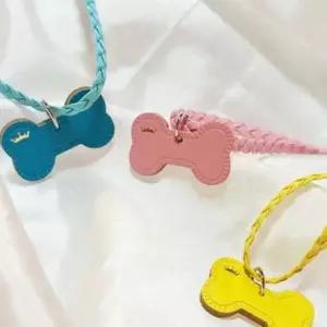 강아지 가죽본 매시 목걸이 1P 반려견 산책 목줄