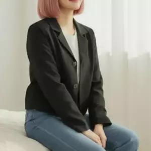 여성 숄더패드 숏자켓 마블버튼 간절기 크롭 마재킷 아우터