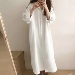 여성 임부복 체형커버 루즈핏 카라 롱 셔츠 원피스