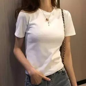 여성 기본 반팔 티셔츠 라운드 무지 반소매