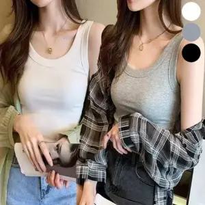 데일리 골지 짱짱한 U넥 민소매 나시티 이너 탱크탑