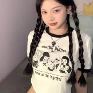 소녀 프린팅 배색 크롭티 LM-0054