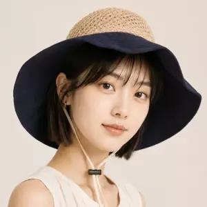리본 라탄 메쉬 와이어 넓은챙 버킷햇 여름 여성 밀짚모자 바캉스 선햇