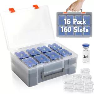 160 슬롯 펩드 보관함 대용량 3ml 플라스틱 케이스 바이알 냉장고용 안전 홀더 인슐린 박스 냉동실 여행용