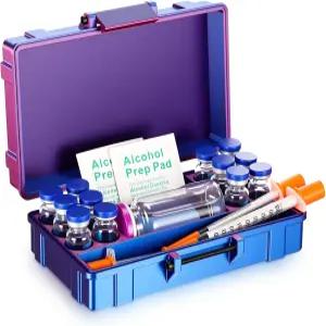 로무아 펩드 케이스 3ml x 12 BAC 주사기 및 면실 바이알 보관 홀더 냉장고 여행 키트 박스 전용 약병 제외