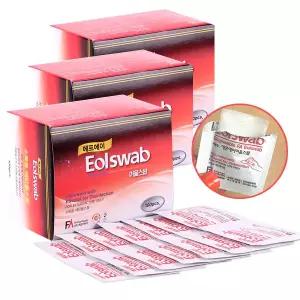 FA이올스왑 블랙 300매(100매x3)/개별포장/소독용 에탄올 스왑/알콜스왑/소독솜/에프에이 Eol swab