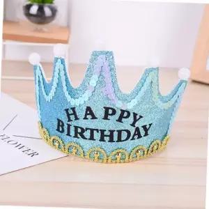 led 글리터 생일 왕관 머리띠 해피벌스데이 파티 주인공 소품 라이트블루 파티주인공 왕관머리띠 생일머리띠