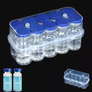 2팩 10ml 바이알 펩드 보관 케이스 냉장고용 10슬롯 인슐린 및 정리 봉투 유리 GLP-1 등 용 투명 보호 상자