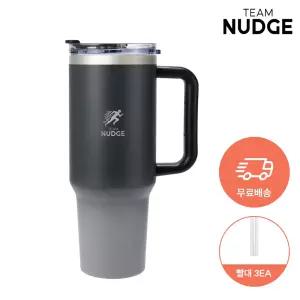 [런칭기념 무료배송+빨대3개] 팀넛지 보온보냉 대용량 1,200ml 스텐텀블러 손잡이텀블러(블랙)