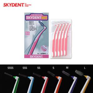 SKYDENT 001 5개입 치간칫솔 6가지사이즈 택 ㄱ자형 치간치솔 임플란트 교정용 치과 스카이덴트