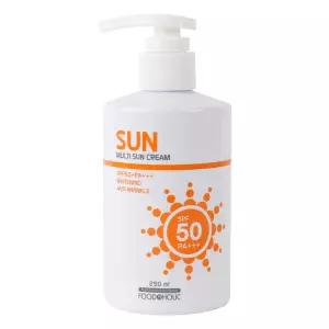 푸드어홀릭 멀티 선크림 250ml SPF50 PA+++펌프형 /백탁없는 혼합자차 썬크림 선블록 자외선차단제