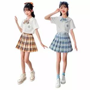 [삐삐네옷가게]여아 주니어 세라투피스 여름 반팔 체크 주름치마 상하