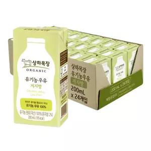 [소비기한 임박] 상하목장 유기농 저지방 멸균우유, 200ml, 24개