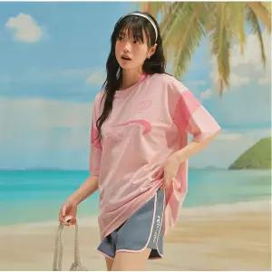 [레노마수영복](김해점)*방수주머니+수영지퍼백증정*여성 스포티 매쉬 반팔 래쉬가드/CS2E951-PK