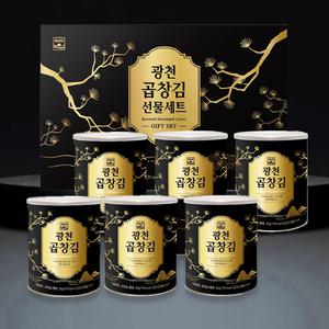 프리미엄선물 6캔 광천 구운 곱창김 추석 명절 선물세트 깡통김