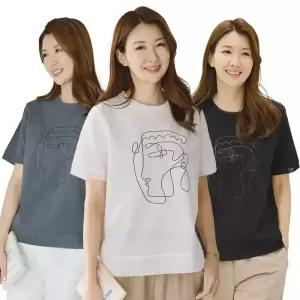 이브바바 여름 쿨 인견 아이스 데코 라운드 반팔 티셔츠 중년여성 엄마 옷