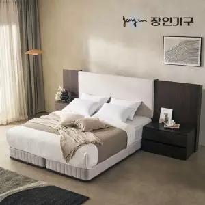장인가구 까르뎅차콜 패브릭 LED 호텔 침대 투매트리스 프레임 퀸 Q
