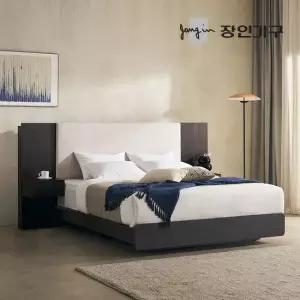 장인가구 까르뎅차콜 패브릭 LED 호텔 평상형 침대 프레임 LK+유로탑+협탁2 400 400)
