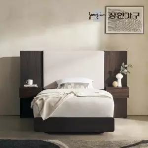 장인가구 까르뎅차콜 패브릭 LED 호텔 평상형 침대 프레임 SS+유로탑+협탁2 400 400)