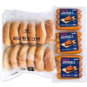해핑 핫도그세트 이케아 미니 핫도그빵 육즙가득 소시지(12개분)