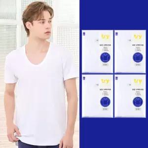 TRY 남성용 통기성 베이직 반팔 런닝 셔츠 4매 세트(EMTSJ0A)
