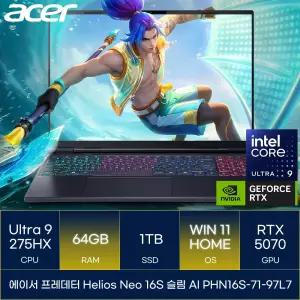 에이서 프레데터 헬리오스 네오 16S 슬림 AI PHN16S-71-97L7 (RAM 64GB_WIN11)_마우스+장패드증정 AN