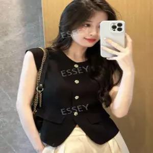 베스트 여름 여성 블랙 정장 민소매 나시 조끼 상의