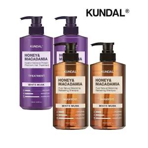 [쿤달] 네이처 샴푸 화이트머스크 500ml x2개+트리트먼트 화이트머스크 500ml x2개