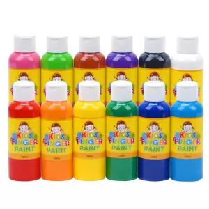 키즈 핑거페인트120ml 12색 세트/핑거/페인트/물감/놀이/워셔블/페인팅/어린이/욕실/교육용/미술/손가락