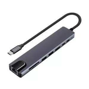 8in1 C타입 to USB 3.0멀티허브 4K HDMI 듀얼 모니터 미러링 RJ45 PD충전