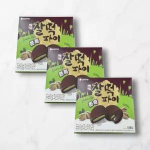 롯데두바이찰떡파이 두바이쫀득찰떡파이 피스타치오맛 300g 3개 두쫀쿠