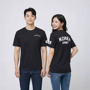 남녀공용 ROKA 티셔츠 쿨링 반팔티 블랙 기능성 단체복 군인 군대 체육복 활동복