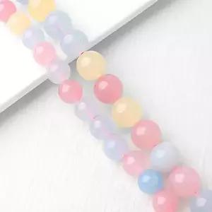 싼비즈 [5416-07]원석 라운드 천연백옥 8/10mm 멀티백옥 ,반줄