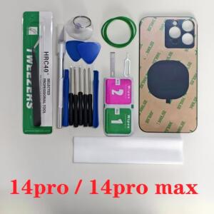 마이크 iPhone 14 Pro Max 후면 유리 패널 배터리 커버 교체 부품 하우징 용 큰 구멍