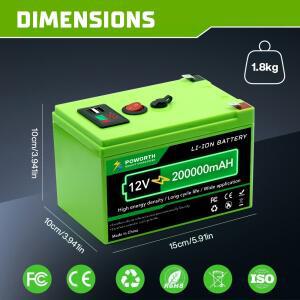 12V 200Ah 리튬인산철 태양광 배터리 딥 사이클 충전식 내장형 BMS 리튬 파워 휠, 스쿠터, 어군탐지