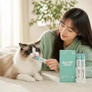 [미유박스] 올핏 케어 스틱 2개 체험팩 고양이 전연령 영양제 면역 장 건강 헤어볼 눈 심장 케어