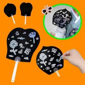 전통 민화 호작도 화접도 자개 스티커 꾸미기 꽃잎 선녀 전통 부채 만들기 DIY