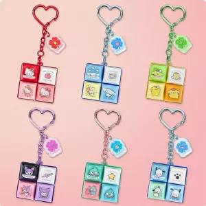 산리오 LED 클로버 4구 키캡 키링 하트 키홀더 헬로키티 시나모롤 폼폼푸린 쿠로미 한교동