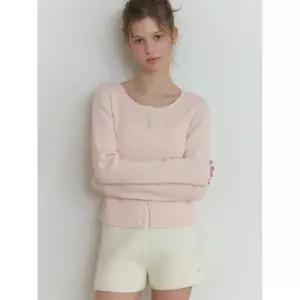 RE L Owa round knit cardigan powder pink