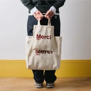 MERCI 메르시 에코백 크림/와인 국내배송 파리 정품 (2size)