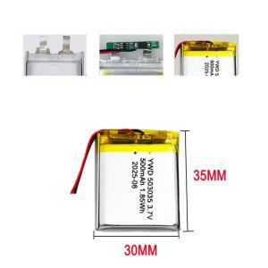 503035 자동차 레코더 VR MP3 DVD GPS 네비게이션용 충전식 리튬 폴리머 배터리 3.7V 500mah