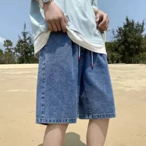 반바지 데님 와이드 여름 밴딩 쇼츠 남자 5부 진 청 버뮤다 팬츠 데일리 캐주얼 편한 고무줄 남학생
